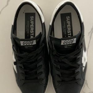 Size 38; Black leather SUPERSTAR Golden Goose sneakers